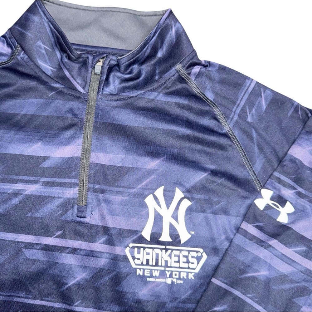 Under Armour New York Yankees Quarter Zip Pullover Mens Large Blue Lightweight